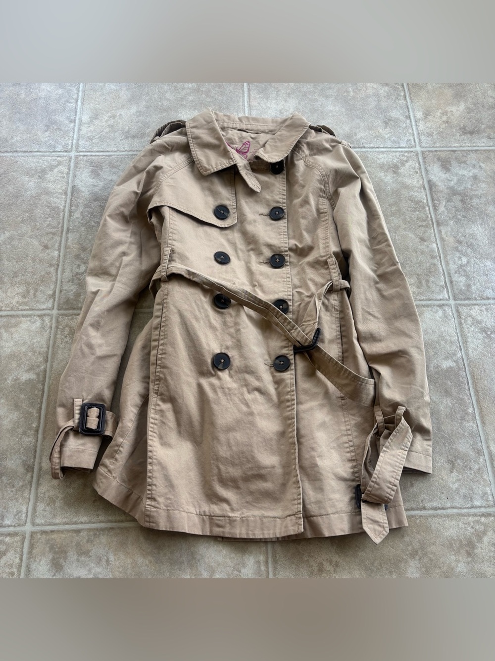 Joe Fresh Tan Double-Breasted Trench Coat with Belt